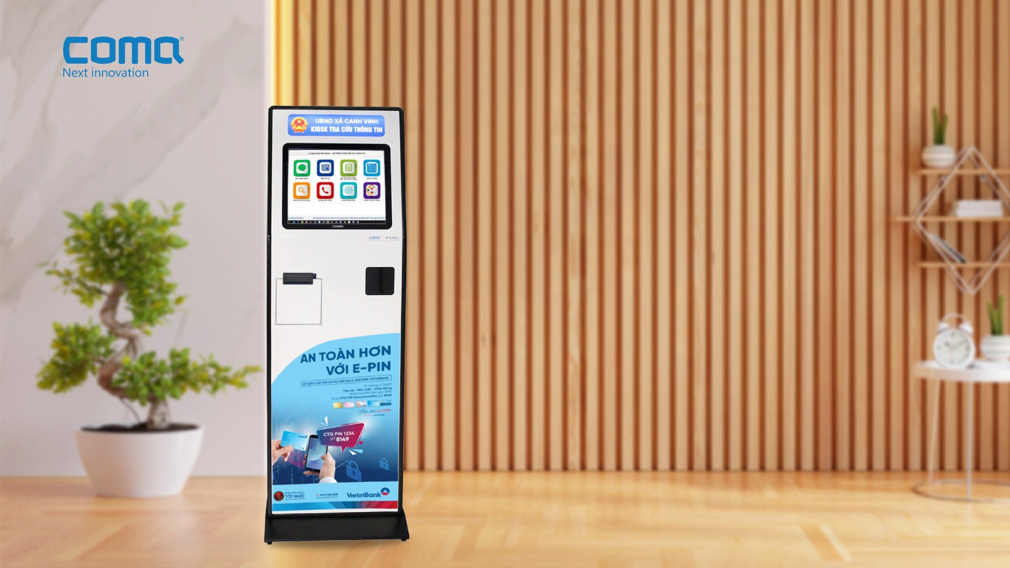 KIOSK in cấp số thứ tự ComQ Q-KIOSK 1743 CMT P80 KIOSK ComQ